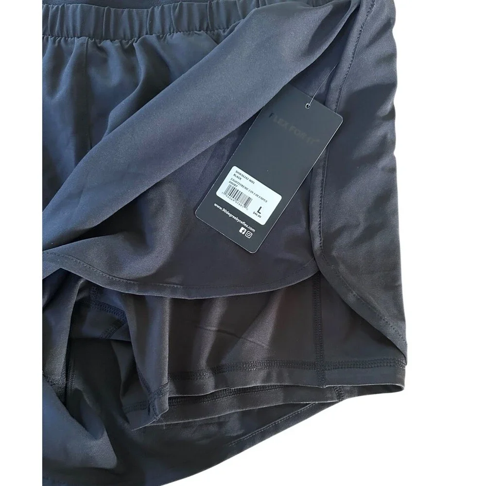 90 Degree by Reflex Women's Lightstreme 2 in 1 Olympus Running Shorts Sz L Black
